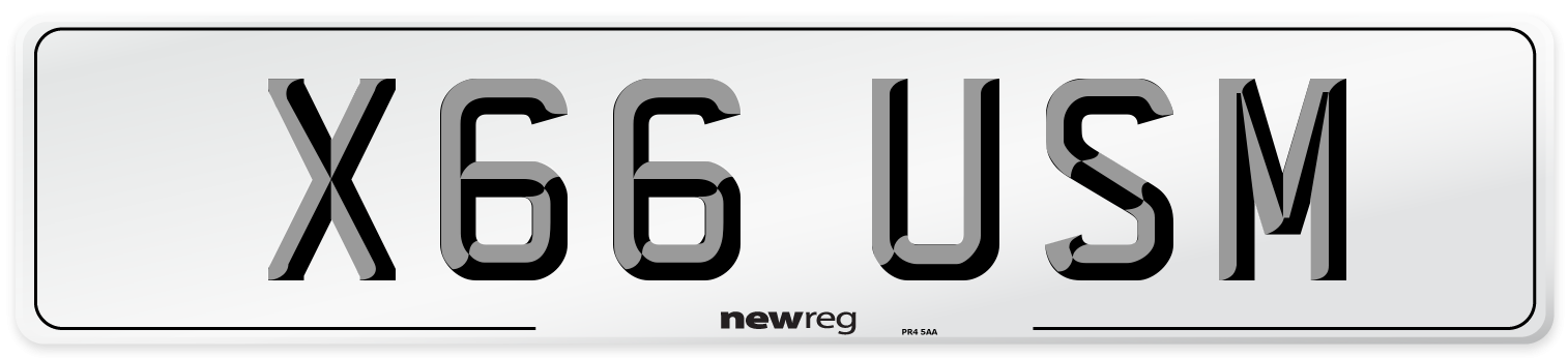 X66 USM Number Plate from New Reg